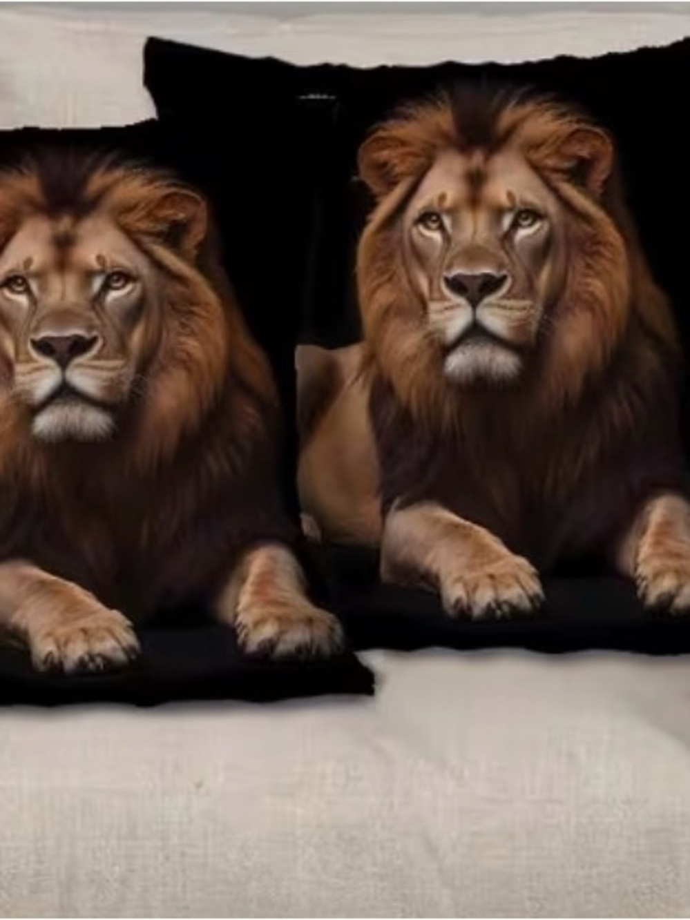 Lot of 2 lion throw pillows new
